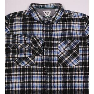 VISSLA Blue and Black Plaid Casual Button Down Shirt